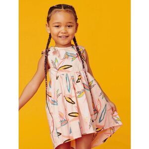 Tea Collection Birds of Paradise Hi-Lo Ruffle Dress in Pale Pink Size 12